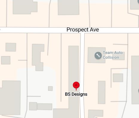 Map location pin showing BS Designs on Prospect Avenue